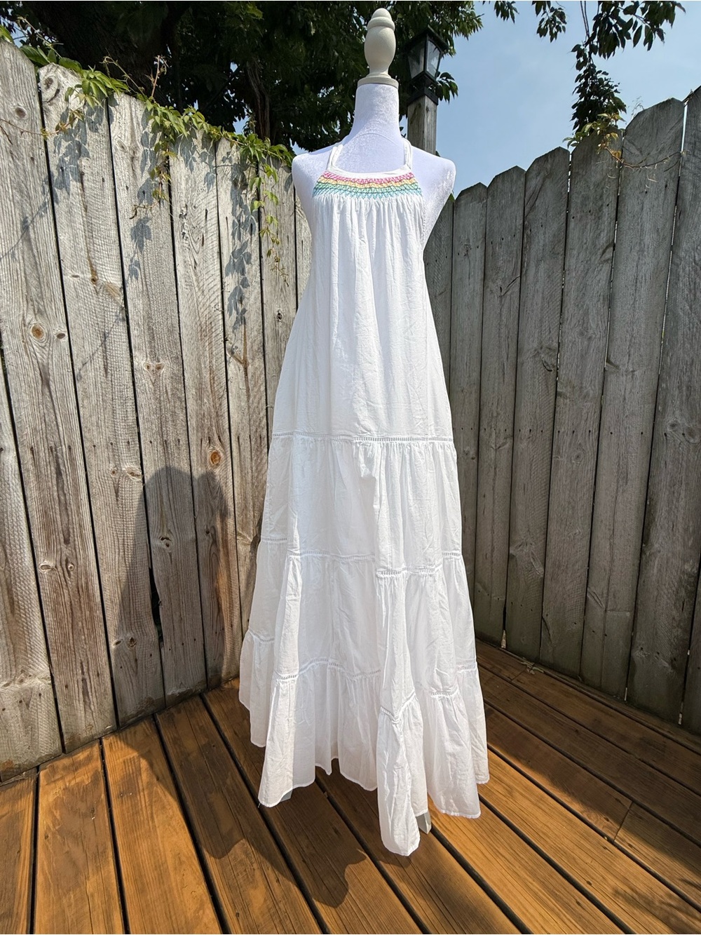 J.Crew Tiered Halter Maxi Dress NWT Rainbow Embroidery Sz XS - Picture 3 of 6